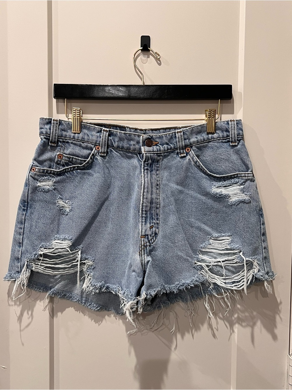 Levi's Light Blue Distressed Denim Cutoff Shorts